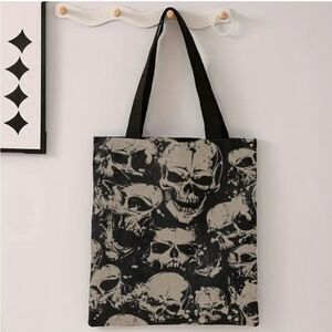 Skull Tote Bag grocery shopping bag Goth accessory